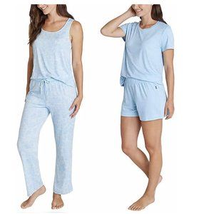 NWT Eddie Bauer Womens 4 Piece Bedroom Pajama Set L Blue Floral $60 H308